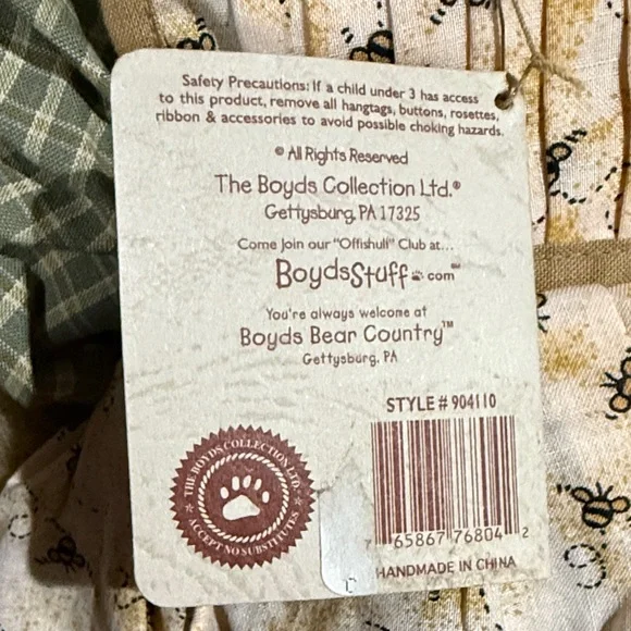 Boyds Bears Mrs Beezley 🐝 Plush Doll with Green and Cream Outfit - Picture 5 of 8